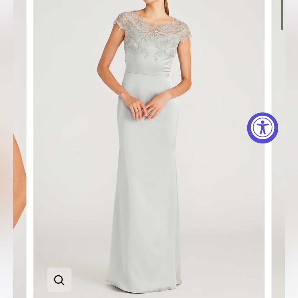Theia | Cosette Applique Satin Gown
